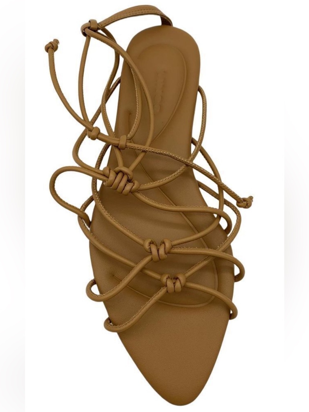 Vince Kenna Leather Strappy Flat Pointed Toe Tie Closure Sandals